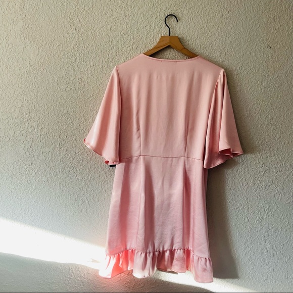 Lulu's Ready for Romance Blush Satin Mini Wrap Dress - Picture 6 of 15